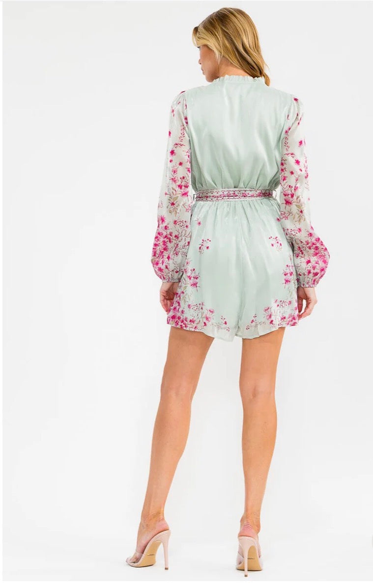 Women's Long Sleeve Floral Romper