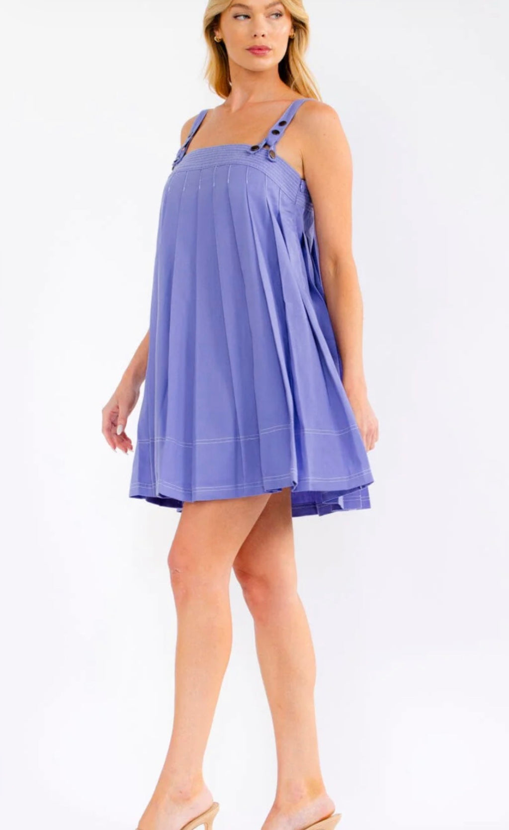 Women's Lilac Pleated Mini Dress