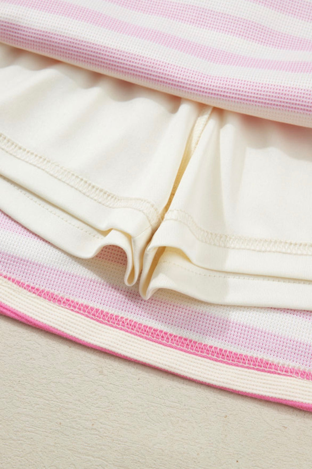 Sachet Pink  Stripe Zip Collar Sleeveless 2 Piece Skort Set